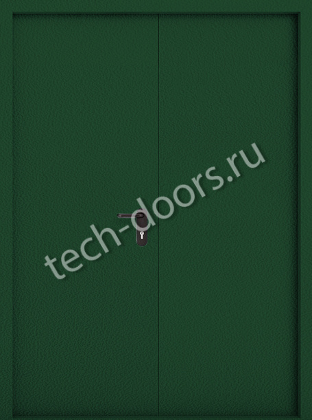 Противопожарная двупольная дверь зеленая 1450x2050